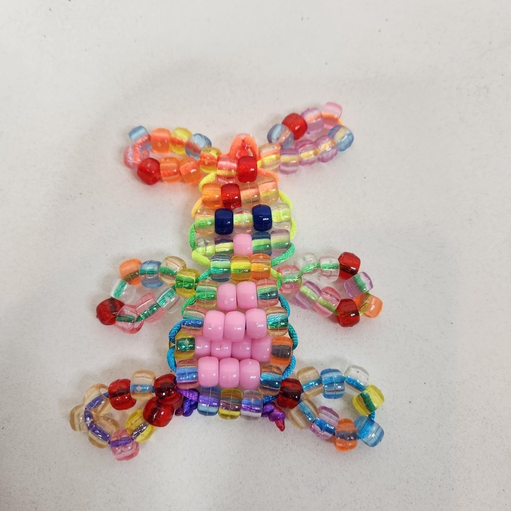 Handmade Beaded Small Bunny Rabbit Charms Lot Of 3 Multicolor Easter Decor - Picture 4 of 11